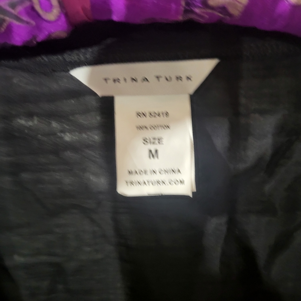 Trina Turk Black Tunic with White Triangle Accents Swim Cover Up - Picture 4 of 5